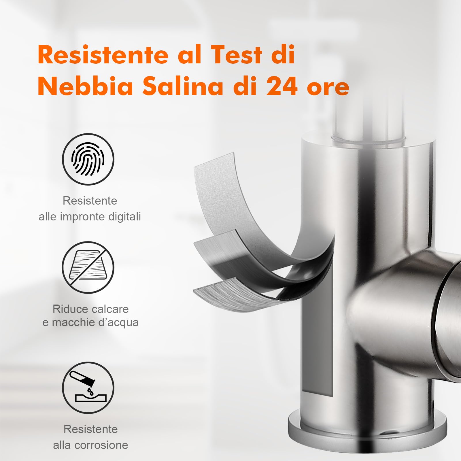 GRIFEMA Miscelatore Lavabo Bagno Alto Grigio Opaco, Rubinetto Girevole a 360° in Ottone, Monocomando Moderno Antracite per Lavandino, Bocca Alta 180mm, Design Anti-corrosione, Attacco G3/8, G1002A