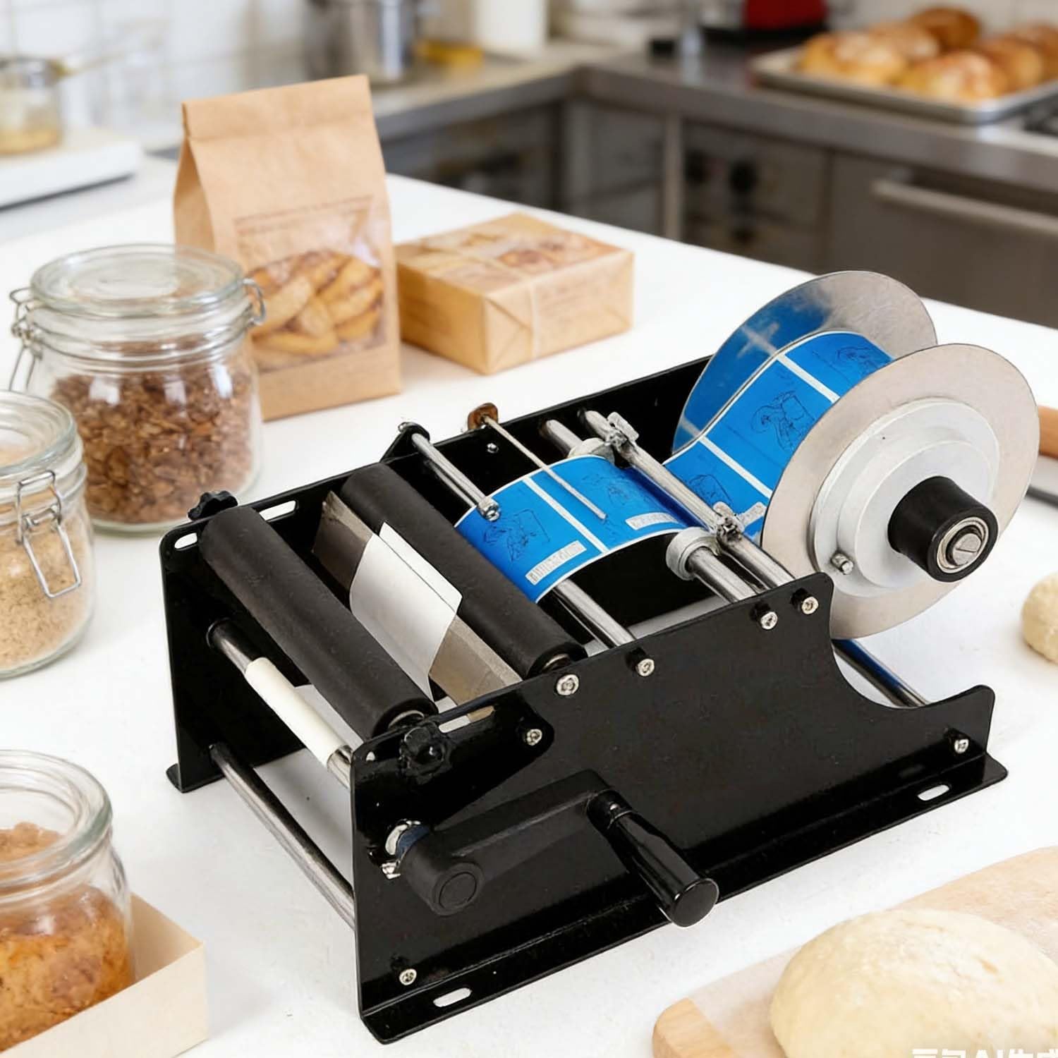 Máquina etiquetadora, etiquetadora de contenedores redondos de ajuste rápido, fácil configuración para botellas y tarros, perfecta para bebidas y salsas