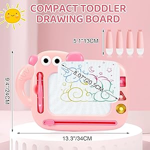 Toddler Girl Toys Age 1-2, Magnetic Drawing Board, Erasable Doodle Board Pad for Kids, Baby Early Learning Toys for 1 2 3 Year Old Girls, First Birthday Gifts for Girls Boys Christmas New Year(Pink)