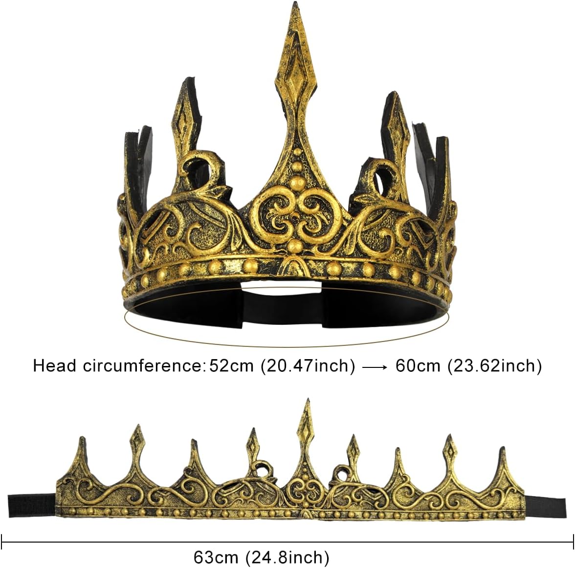 Gold Neptune Poseidon Trident and Gold King Crowns,Plastic Trident Staff Foam Crowns Cosplay Set,Halloween Costume Accessory Props