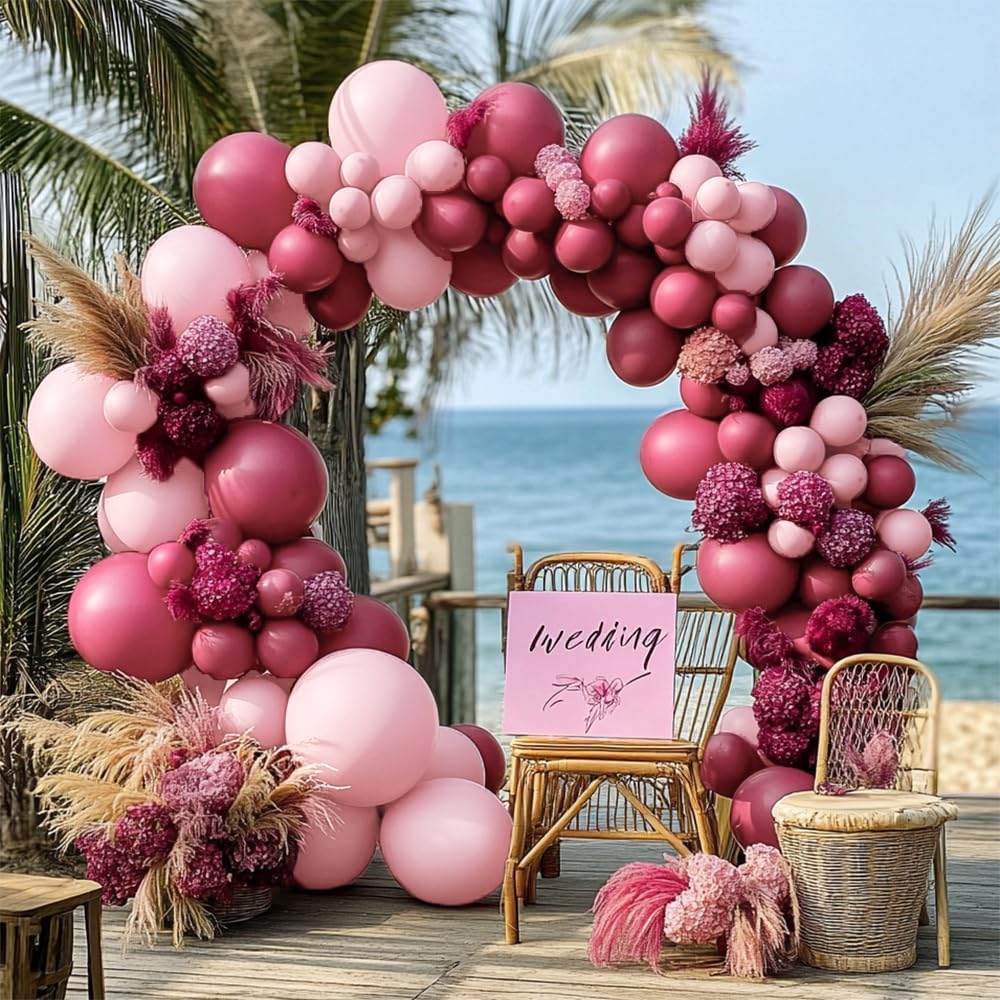 Pink Double Stuffed Balloon Garland Different Sizes 18In 12In 5In Pastel Balloon Arch Kit For Baby Shower Wedding Gender Reveal Birthday Party Decorations