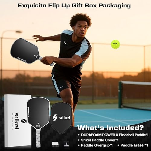 Miniatura 7 de DuraFoam - Paleta de pickleball profesional de fibra de carbono T700, raqueta de núcleo de espuma 100% para disparos consistentes, potencia y control