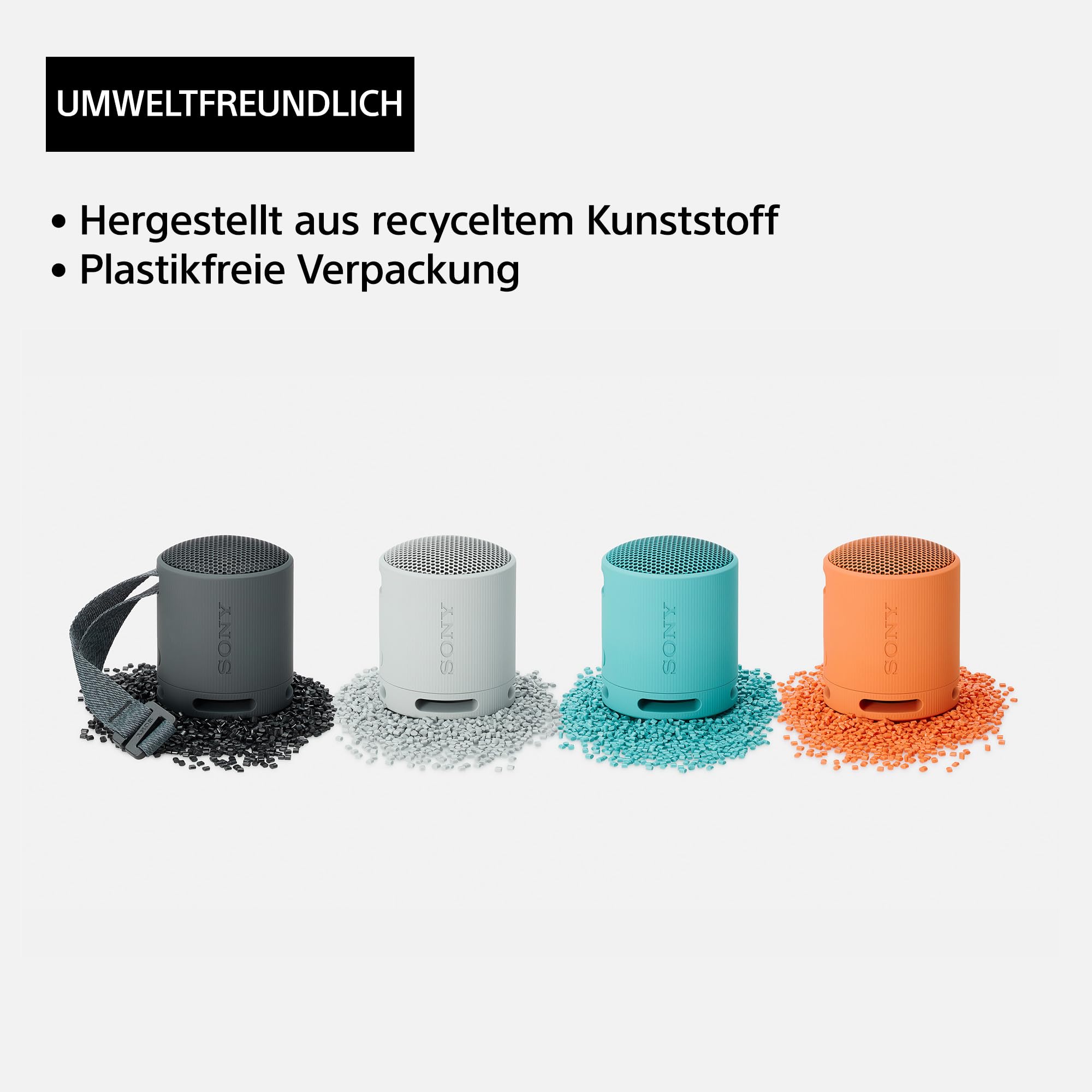 Sony SRS-XB100 - Kabelloser Bluetooth-Lautsprecher, tragbar, leicht, kompakt, Outdoor, Reise, langlebig, IP67 wasser- und staubdicht, 16 Std Akku, Trageriemen, Freisprechfunktion, schwarz