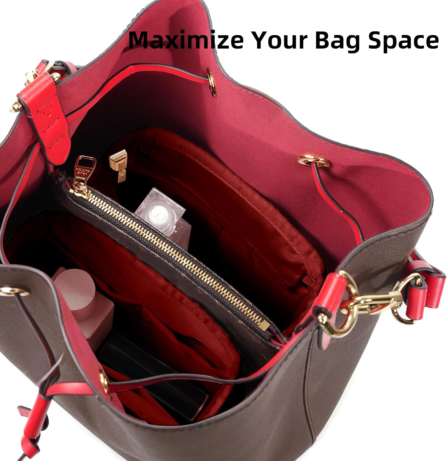 DGAZ Satin Bag Organizer Insert for Neonoe BB, 2 Pack, Handbag Liner, Ruby image 3