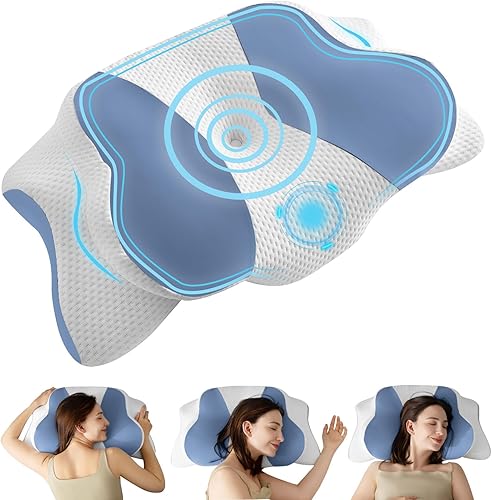 Almohada cervical para el cuello, almohada ergonómica de espuma viscoelástica, diseño ortopédico para personas que duermen de lado, espalda y boca