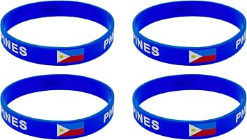 4 Pcs Philippines Filipinos Country Flag Rubber Bracelets, National Flag Silicone Bracelet, Rubber Wristbands Patriotic Decorations Gift.
