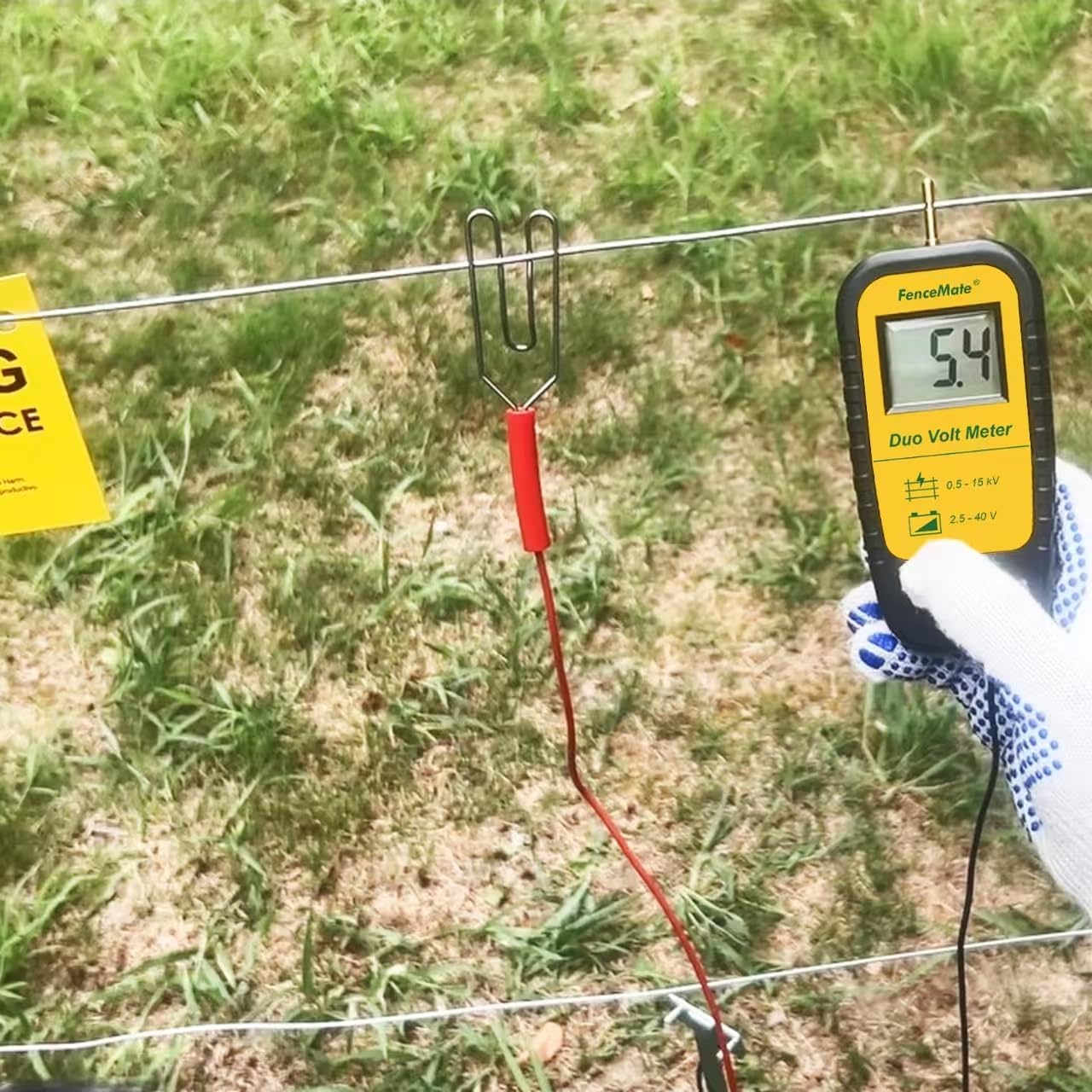 FenceMate Voltmetro digitale duo per controllare la tensione di elettrificatori di recinzioni elettriche 0,5-15 kV e tensione della batteria 2,5-40 V, tester per recinzione elettrica per tracciare