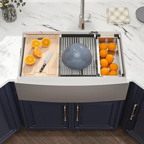 33 Farmhouse Sink Double Bowl - Kichae 33"x21" Double Bowl