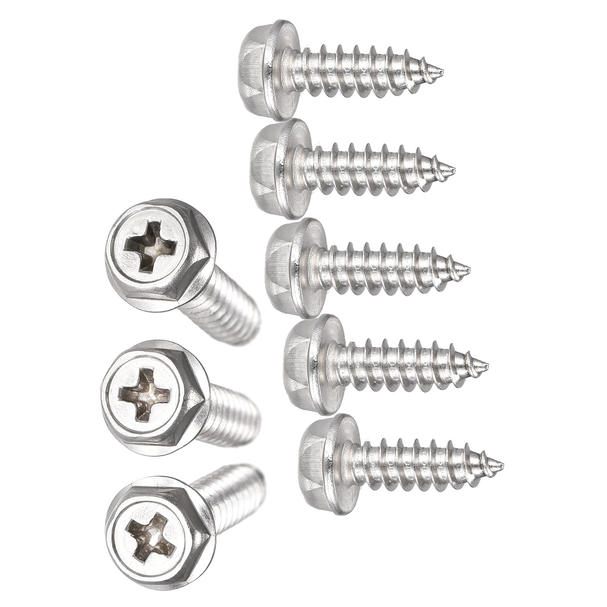 TA-VIGOR 25Pcs Self Tapping Screws with Washer, M5 x 16mm Phillips Wood Screw, Hex Flange Head Self Drilling Screws, 304 Stainless Steel Metal Screw Bolts for Wood Drywall Furniture Repairing