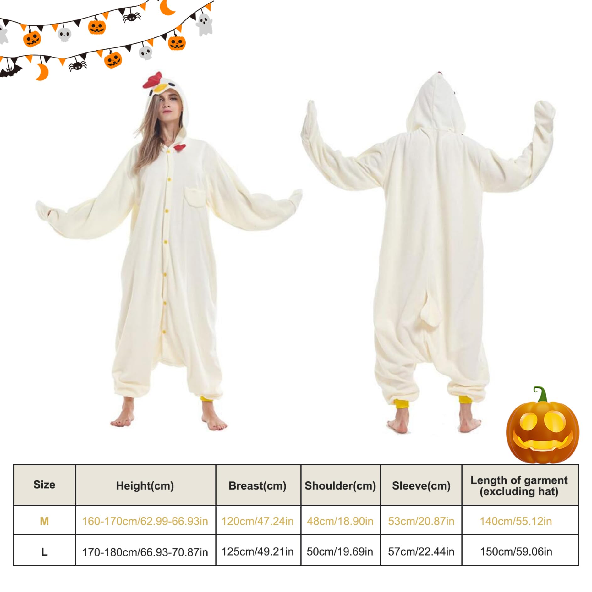 Disfraces de Halloween Cosplay Pollo Mono Polar Polar Disfraz de Pollo Disfraz de Animal Unisex Pijamas de una Pieza Cosplay Dibujos Animados Halloween Navidad Ropa de Dormir para Adultos..