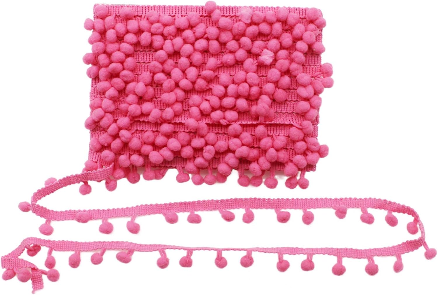 Yalulu 20Yards Mini Pom Pom Trim Ball Fringe Ribbon DIY Sewing Accessory Lace Trim for Pillow Curtains Home Decoration (White)