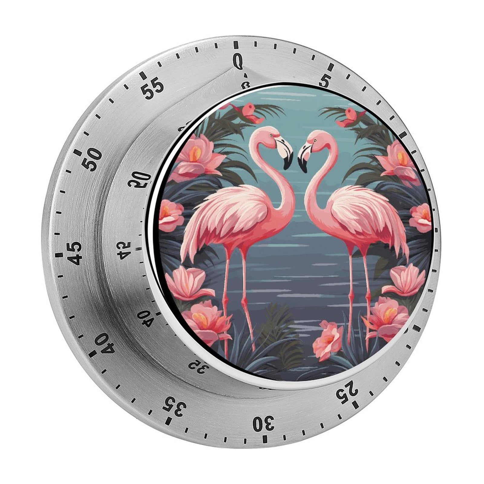 Flock of Tropical Flamingos Timer Desk Productivity Teacher Supplies Kitchen Magnetic Countdown Mechanical Timer for Cooking, Egg, Teacher, Exercise, Oven.
