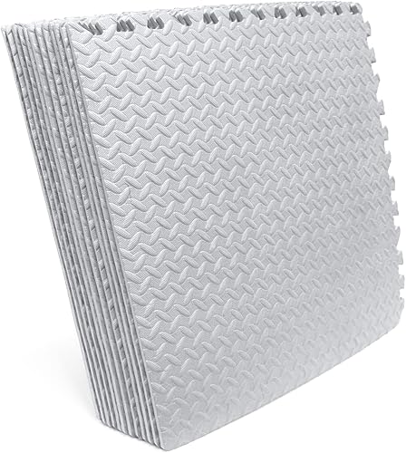 Miniatura 7 de HTTMT - 4 alfombrillas (24 pies cuadrados) para gimnasio, color azul cielo, espuma de EVA, para ejercicio entrelazado, rompecabezas de fitness,