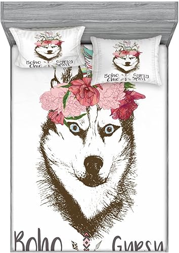 Miniatura 198 de Ambesonne Juego de sábanas bajeras y fundas de almohada, deliciosos tacos con verduras, cocina folclórica, ingredientes de recetas de comida Beige