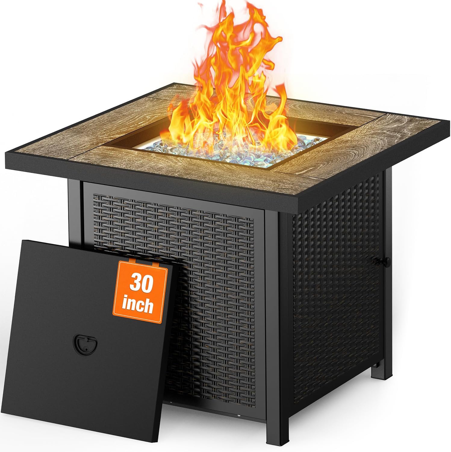 50000 BTU Propane Fire Pit for Outdoor, 30 in Fire Pit Table Outdoor, Square Firepits for Outside Backyard, Patio