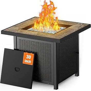 BALI OUTDOORS 50000 BTU Propane Fire Pit for Outdoor, 30 in Fire Pit Table Outdoor, Square Firepits for Outside Backyard, Patio