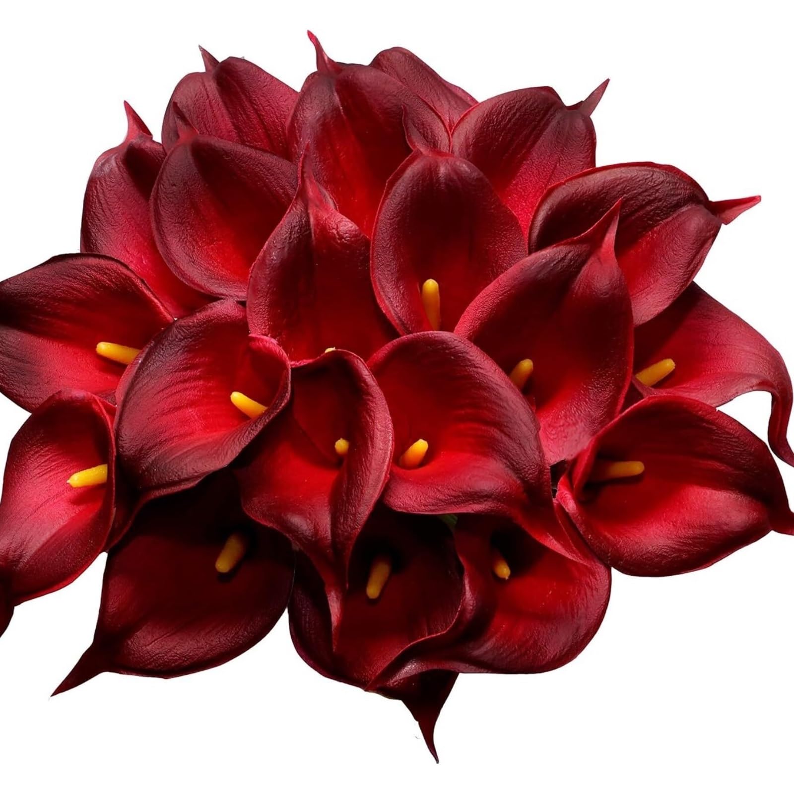 LuoAXINN Artificial Wedding Bouquet 20Pcs Artificial Calla Lily Flower Latex Flowers for DIY Wedding Bouquet Party Home Decor(Burgundy)