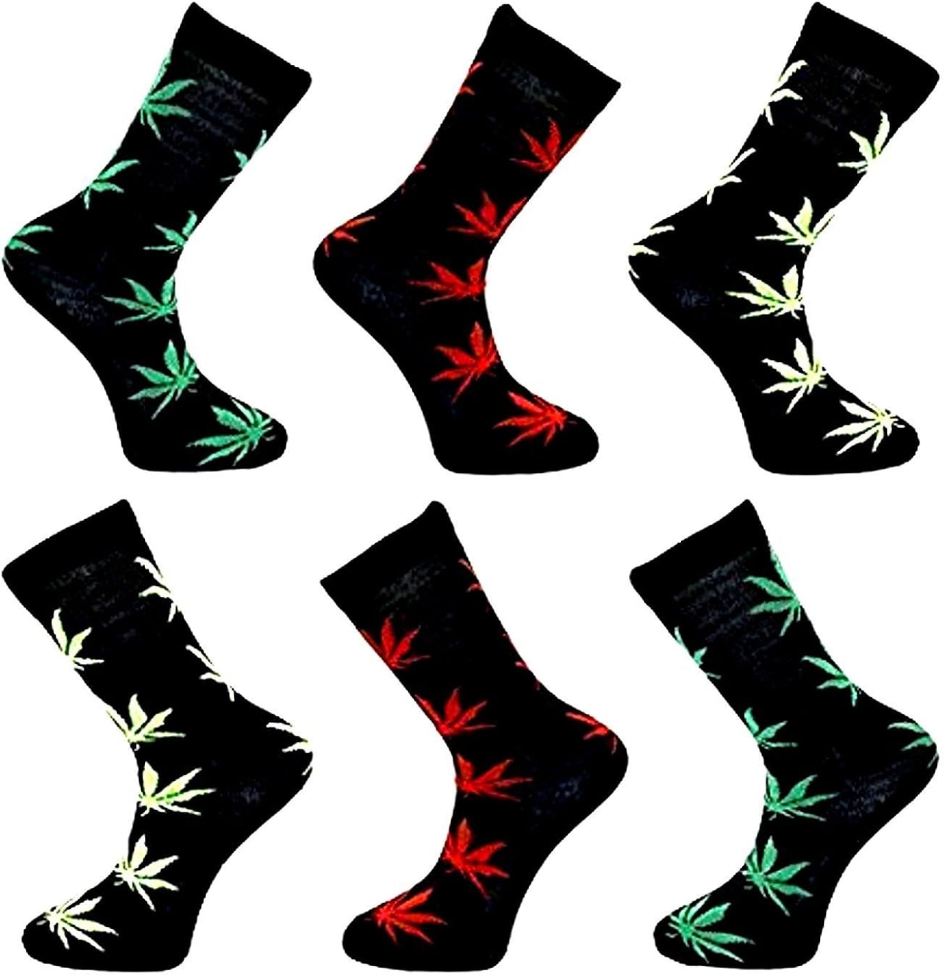 6 pares de calcetines de algodón para hombre cannabis Ganja marihuana marihuana hojas de marihuana