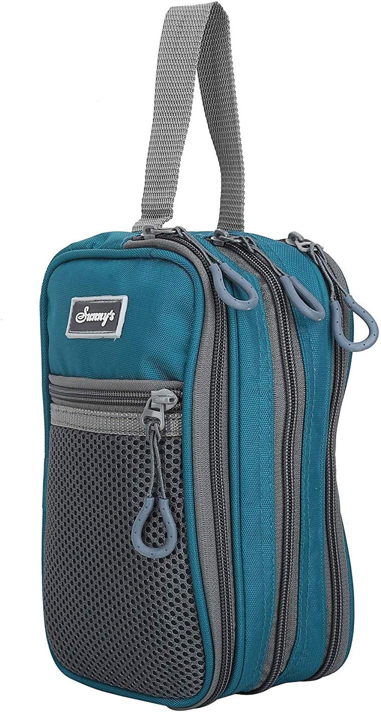 SUNNY’S 4 Pocket Multipurpose Travel Toiletry Bag Makeup Kit Cosmetic Pouch Shaving Case Extra Sturdy with Handle - Grey (Teal Blue)