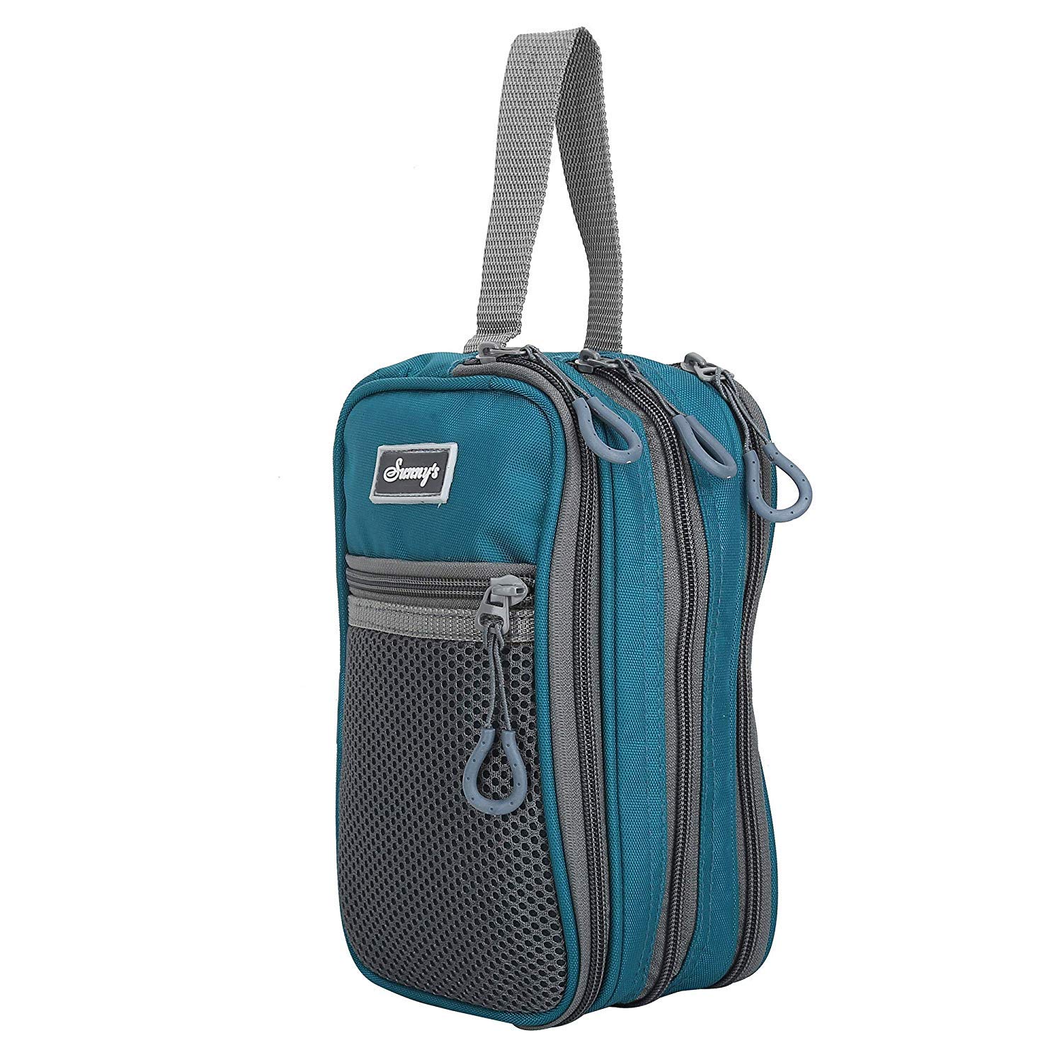 SUNNY’S 4 Pocket Multipurpose Travel Toiletry Bag Makeup Kit Cosmetic Pouch Shaving Case Extra Sturdy with Handle - Grey (Teal Blue)