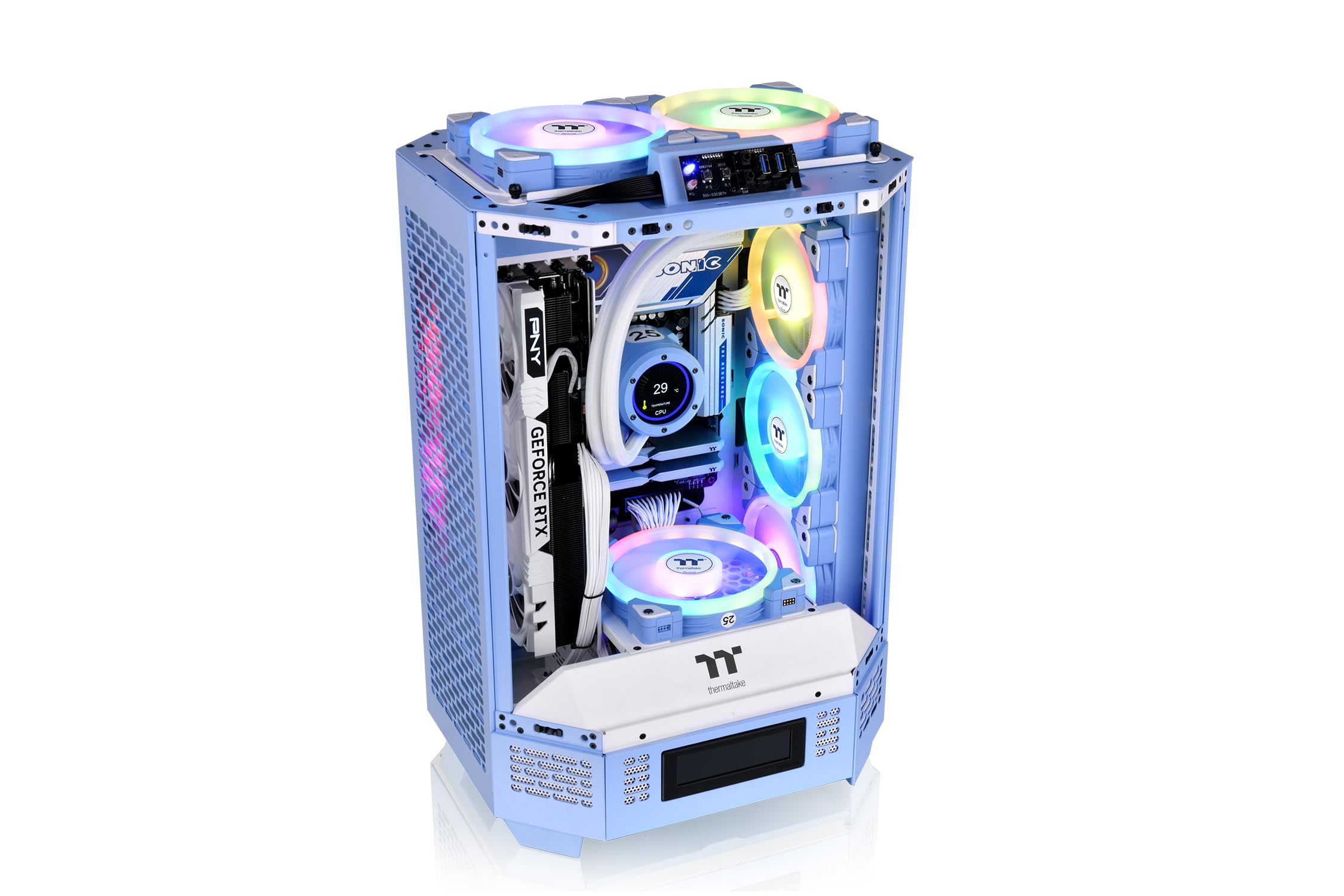 Amazon | Thermaltake The Tower 300 Hydrangea Blue 3面強化ガラス 