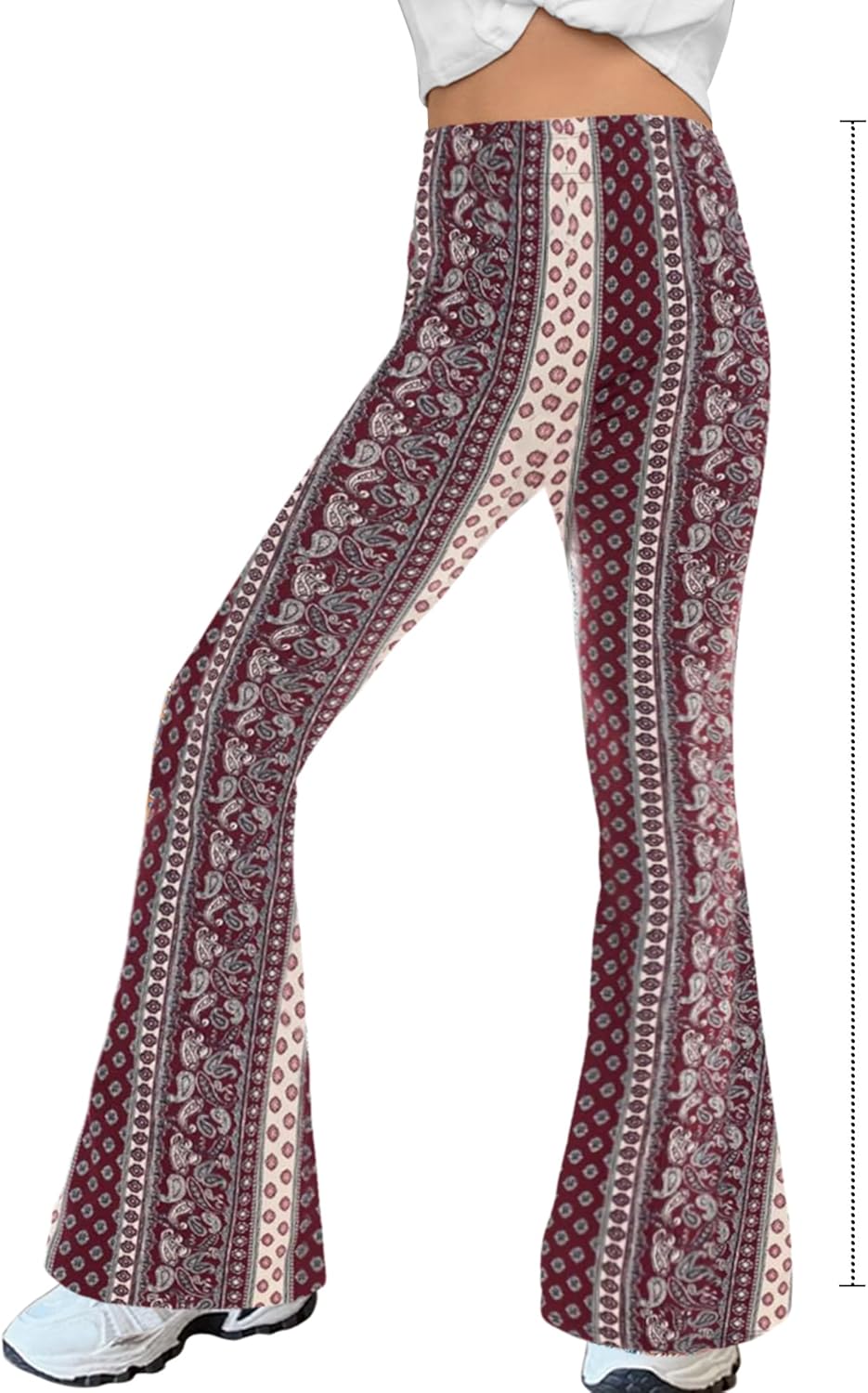 WSPLYSPJY Women's Print Stretch Bell Bottom Flare Palazzo Pants Trousers - Image 4