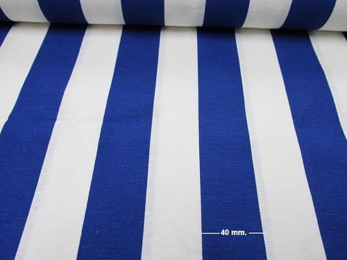 HomeBuy Tela a rayas azules blancas - Sofia Stripes Cortina Material de tapicería 55.1 in de ancho