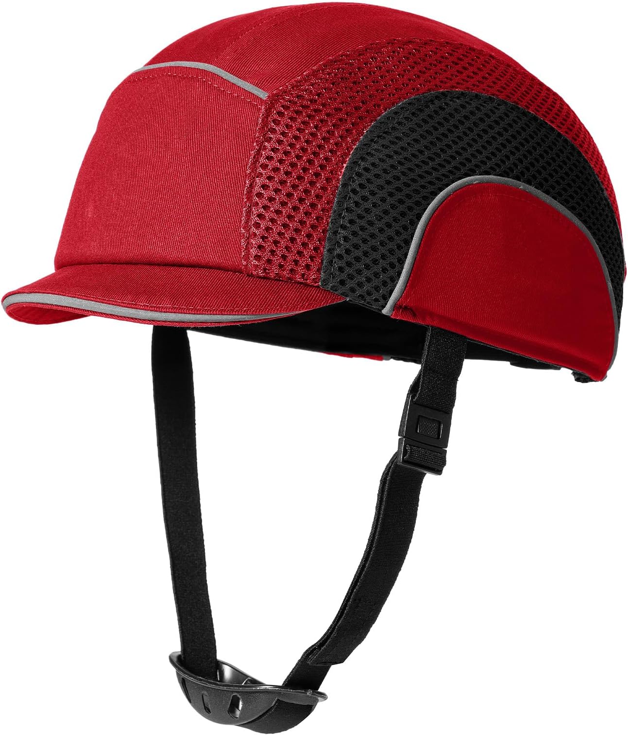 Lightweight Safety Bump Cap - Breathable Baseball Style Protective Hat with Reflective Stripes