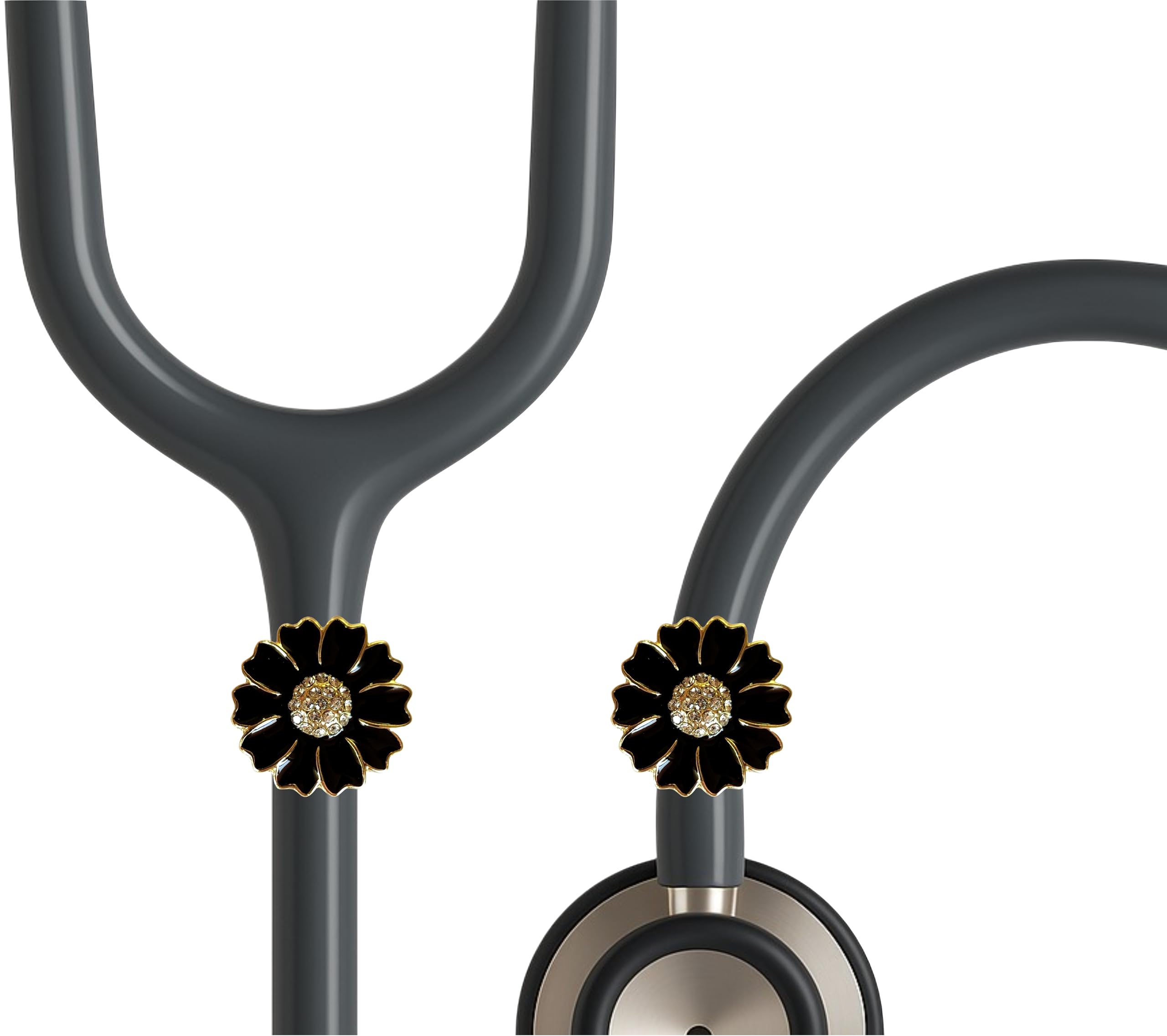 2Pack Camellia Flower Bling Stethoscope Charms, Custom Stethoscope Id Tag, Stethoscope Aesthetic, Gift for Nurses Doctors,Medical Students and Medical