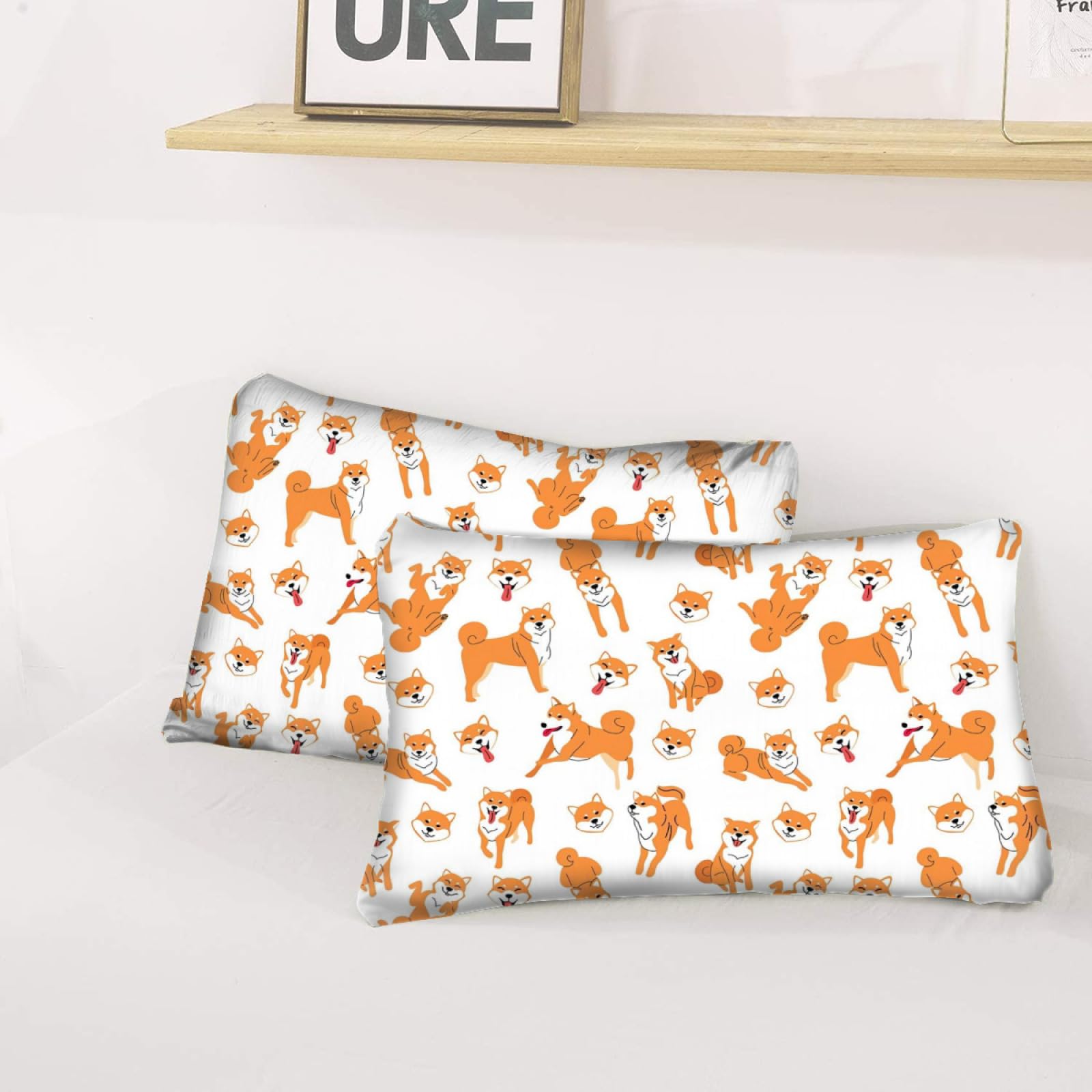 Amazon｜布団カバー 柴犬 犬柄 (2) 枕カバー 寝具カバーセット 3点