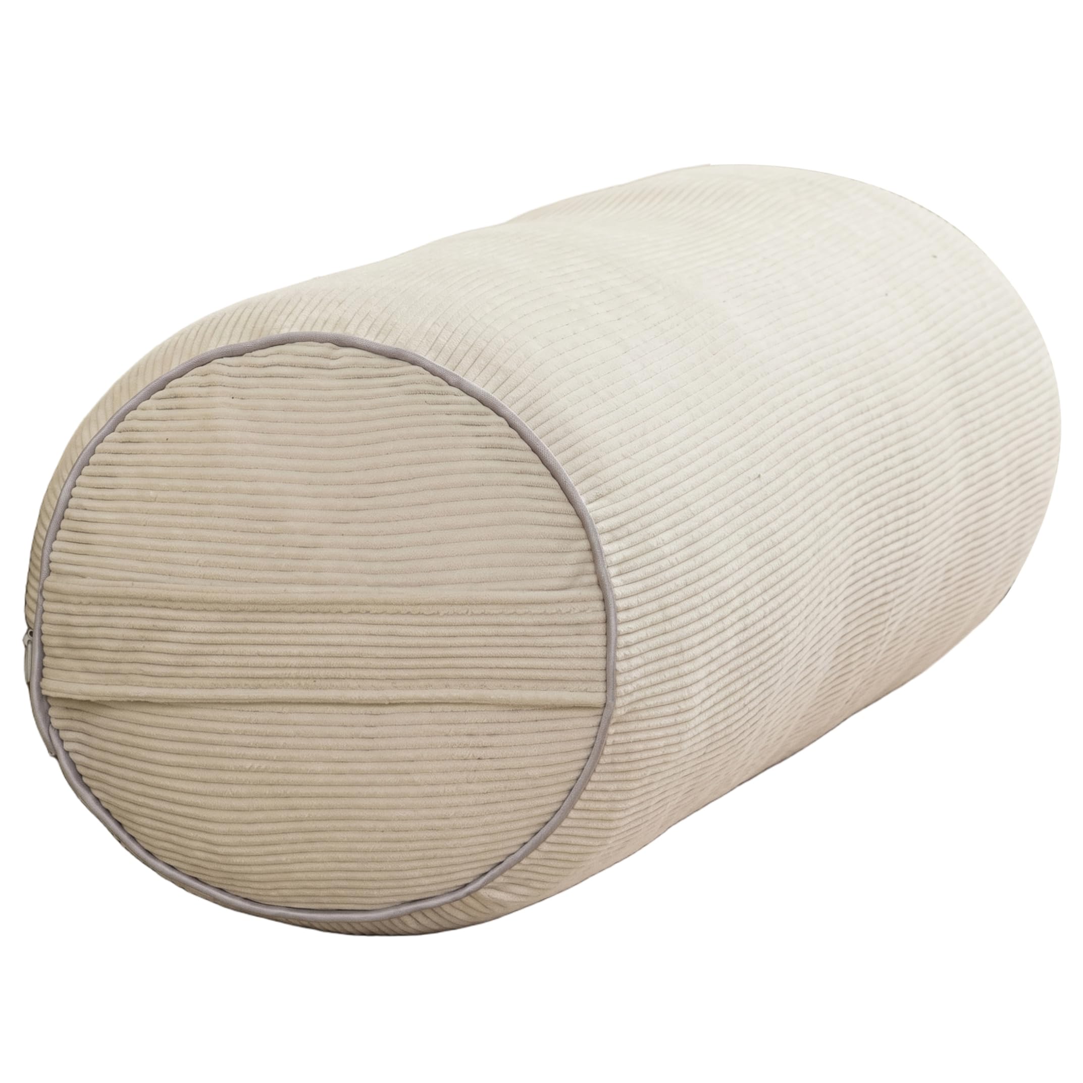 Bemonew Round Pillow Cylinder Pillows, 24x8in Round Pillow & Lumbar Roll with Removable Cover Corduroy Neck Roll for Sofa, Bed, Yoga (Beige)