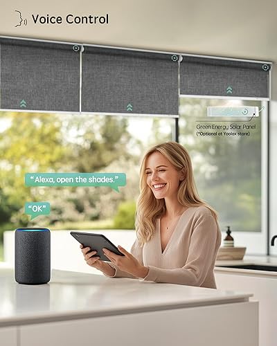 Miniatura 243 de Yoolax Persianas motorizadas con control remoto, persianas inteligentes opacas para ventanas, persianas enrollables motorizadas, persianas Tela