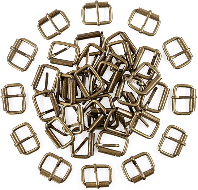 Swpeet 60Pcs 1 Inch / 25mm Bronze Heavy Duty Multi-Purpose Metal Roller Buckles Metal Rings for Belts Hardware Bags Ring Hand DIY Accessories Keychains Belts and Dog Leash