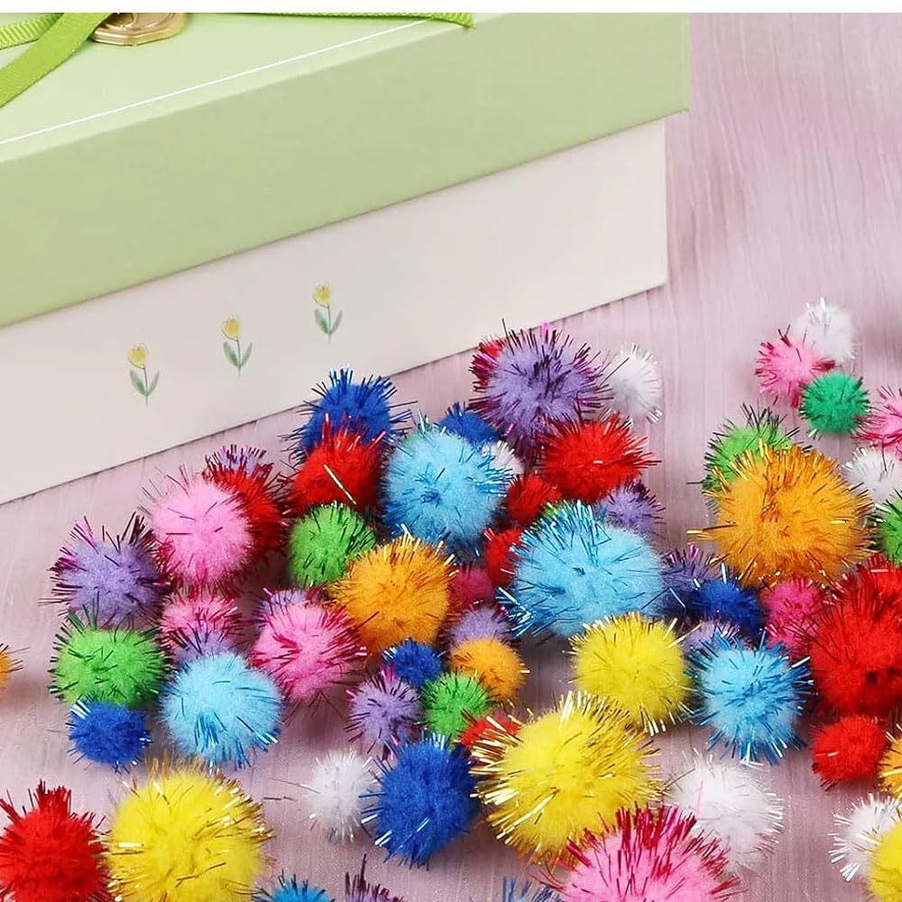 Pompons De Noël Pailletés - 1200 Pièces - 4 Tailles (1 à 2,5 Cm) Et 4 Couleurs (or, Rouge, Blanc, Vert) - Pour Décoration, Bricolage, Loisirs Créatifs