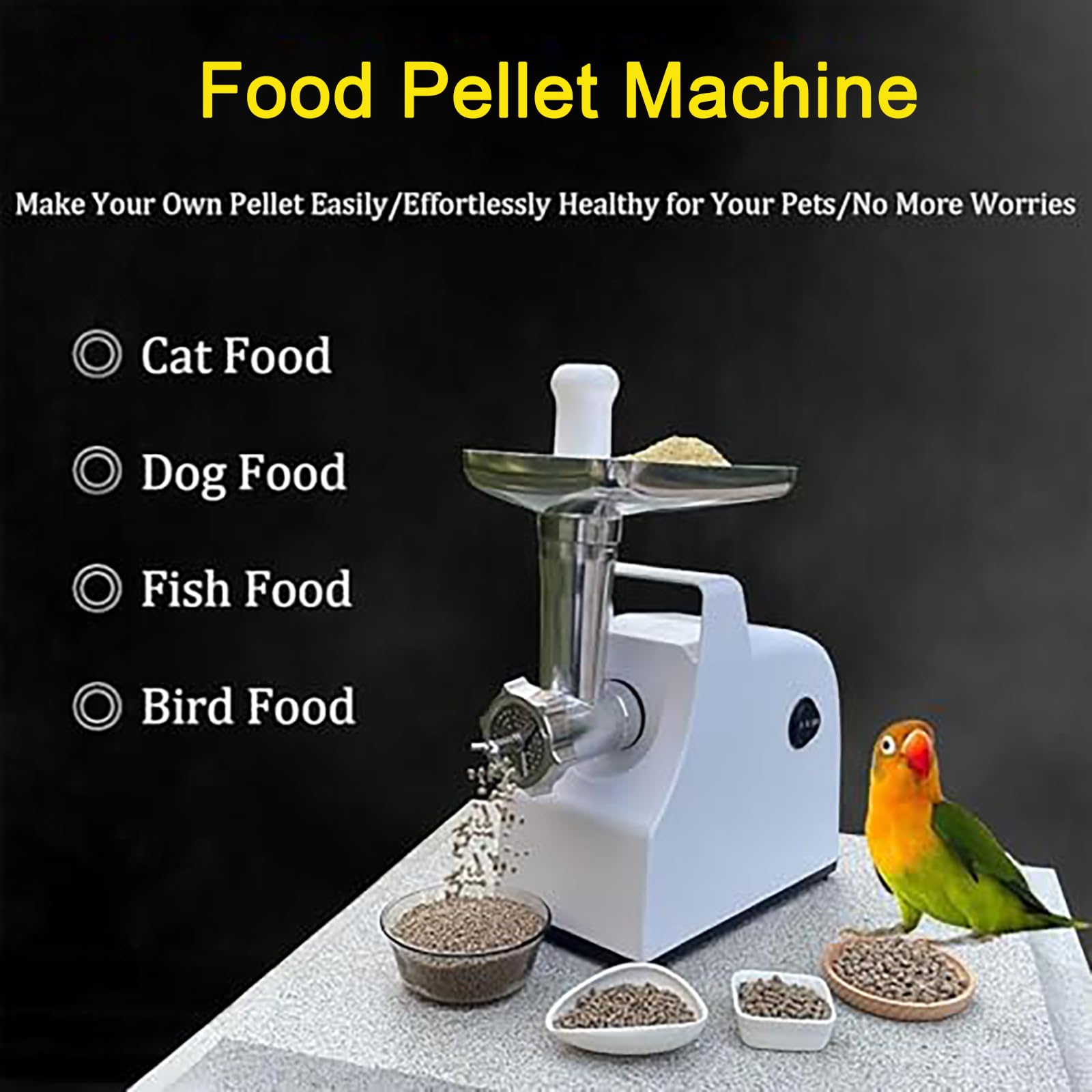 Máquina Eléctrica De Pellets para Pienso 500w, Fabricante De Alimento para Mascotas Y Peletizadora De Cebo para Peces con Placas De Matriz De 2,5 Mm/5 Mm/7,5 Mm, Molino Multifuncional para Alimento