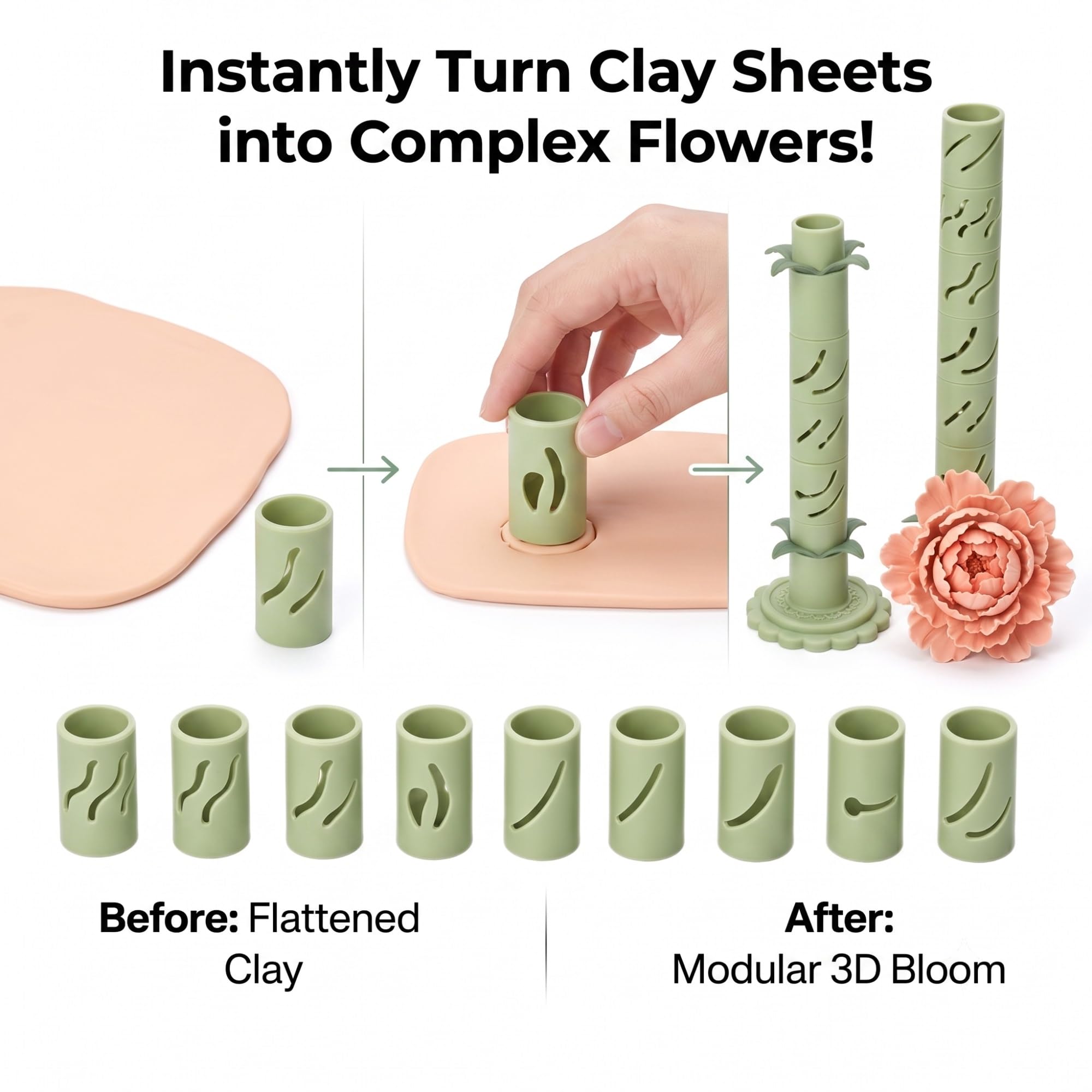 Modularer Clay Bloom Maker, 3D-gedruckter Polymer Clay Flower Maker