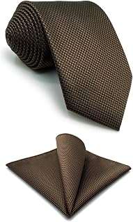 Shlax&Wing Mens Tie Solid Color Dark Brown Chocolate Necktie Silk Classic
