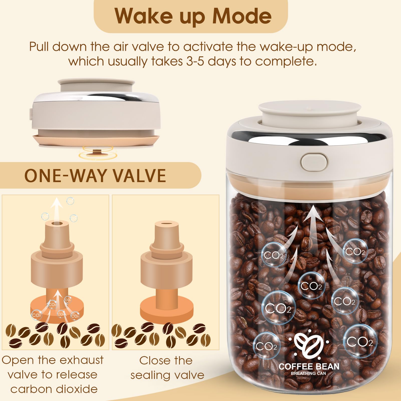 Ezvsevuo Boîte à Café Hermétique 1700 Ml - Verre Borosilicate, Couvercle Sous Vide - Pour Grains De Café, Thé, Noix, Céréales