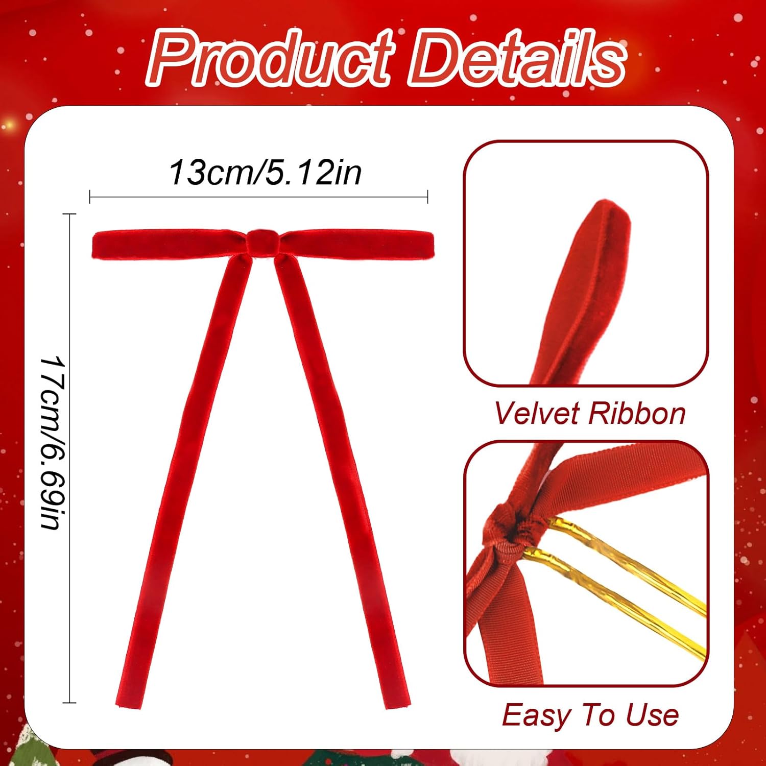 24Pcs Velvet Bows Christmas Tree Ornaments Red Velvet Bows for Christmas Decorations Bow for Tree Garland Wreath Indoor Xmas Decoration - Image 2