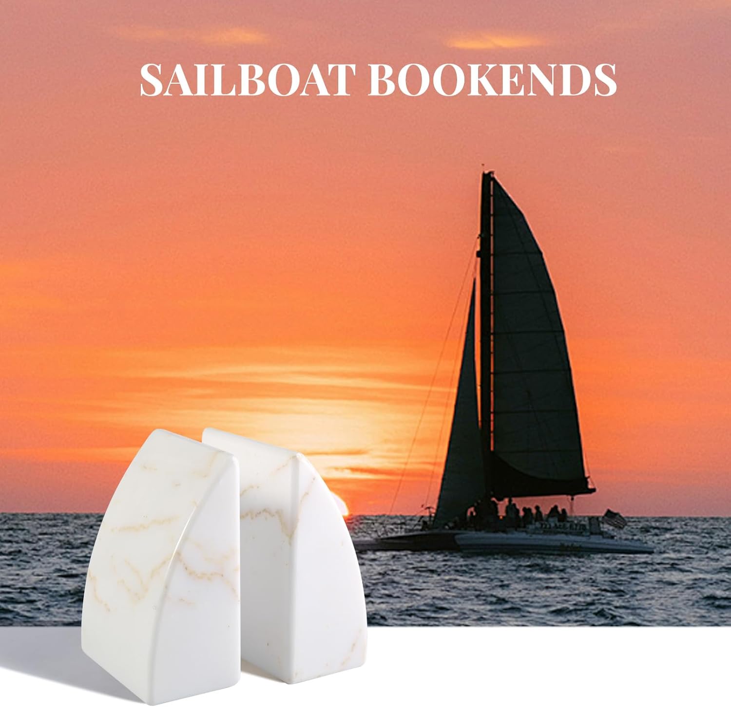 Koville Marble Bookends for Shelves, Large Bookends for Heavy Books, Natural Stone Book Stopper for Books CD Movies, Aesthetic Decorative Book Ends (Golden Calacatta)