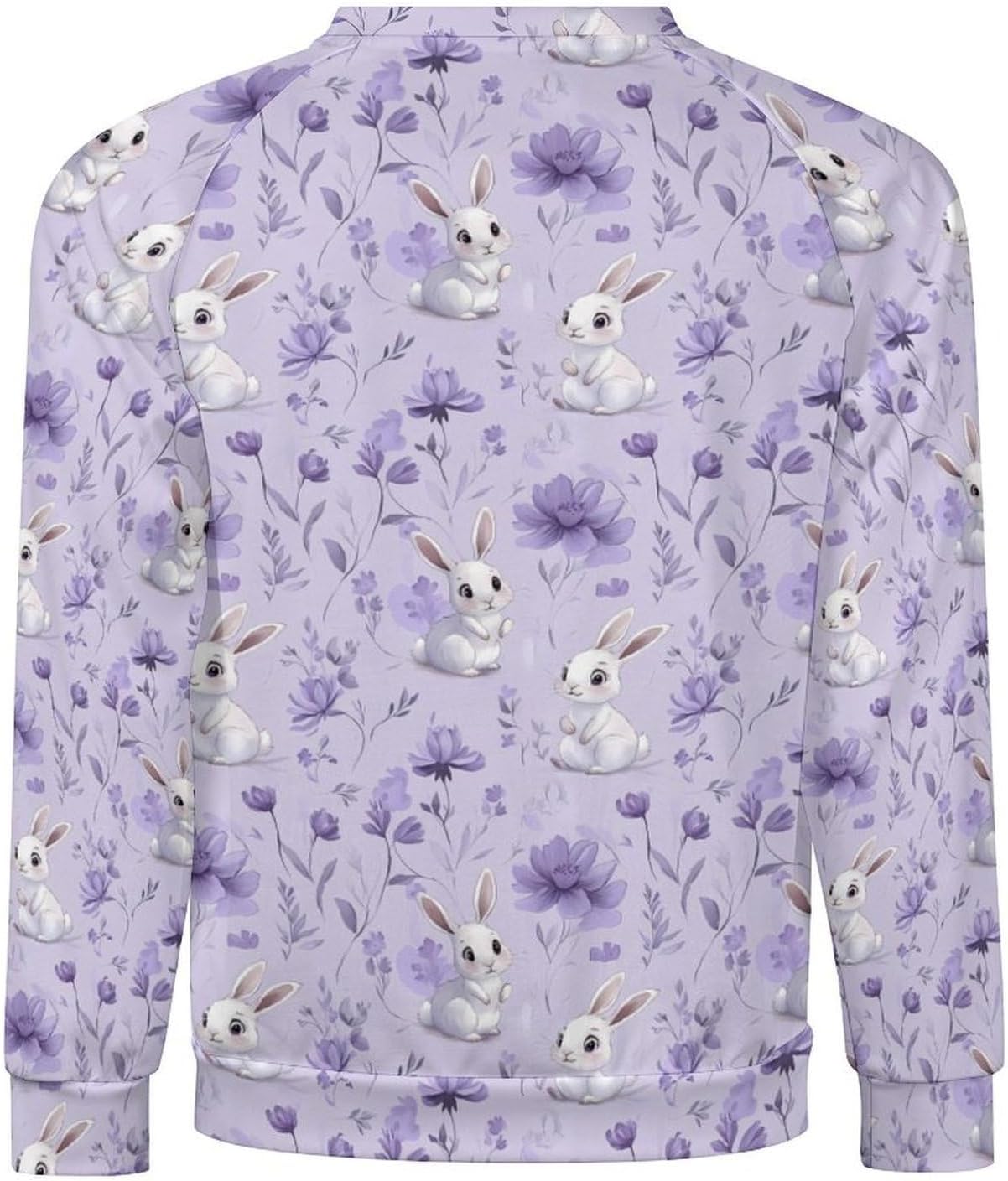 Cute Bunny Floral Men's Sweatshirt Crew Neck Sweater Long Sleeve Pullover Tops Casual Wear