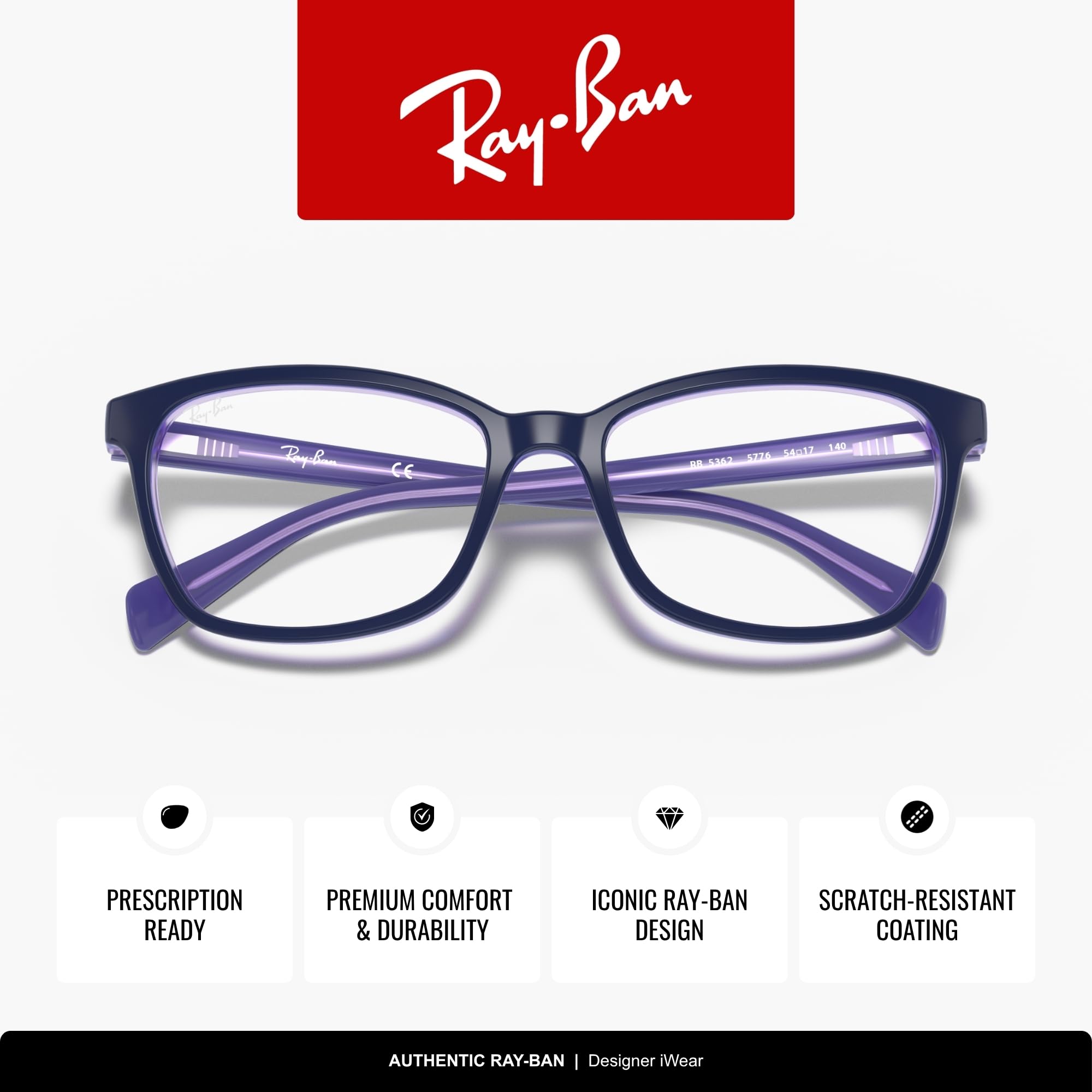 Ray-Ban Damskie oprawki 0RX 5362 5776 52, niebieskie (Topo Blue/Lt Blue/Transp Violet), niebieski (Topo Blue/Lt Blue/Transp Fiolet)