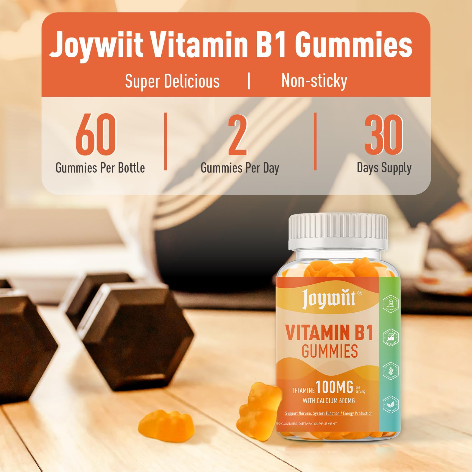 Vitamin B1 100mg Gummies, Thiamine Supplement for Adults — Amazon image 7