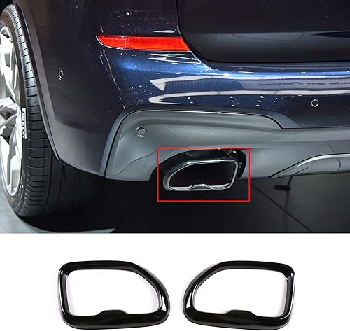 CHEYA Cubierta de tubo de escape de coche de acero inoxidable 304 2 piezas para BMW X3 G01 2018-2020 Accesorios de coche (negro brillante, estilo 2)