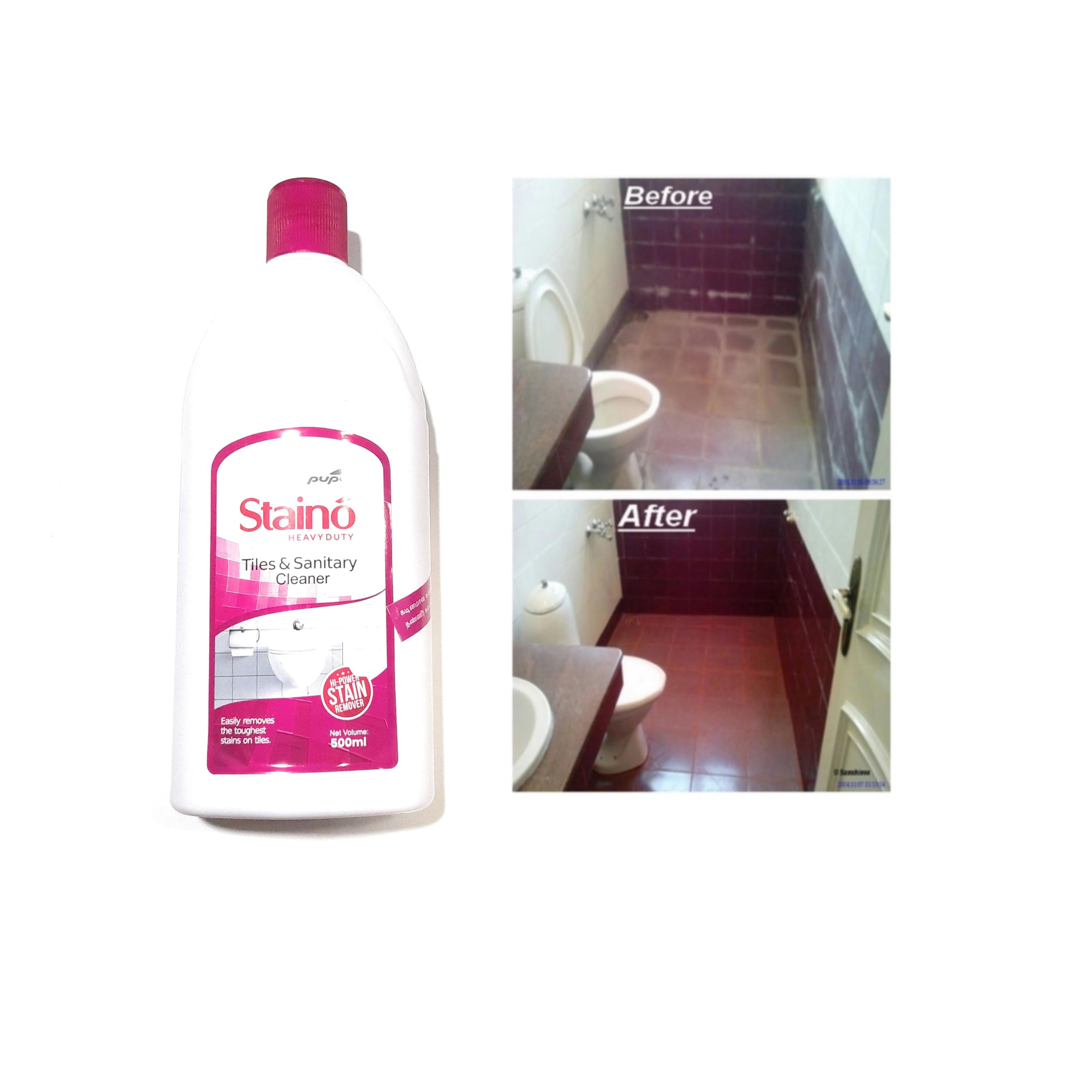 Sunshines Pupa Staino Pink Bathroom Tiles Cleaner Liquid 500ml-image-48