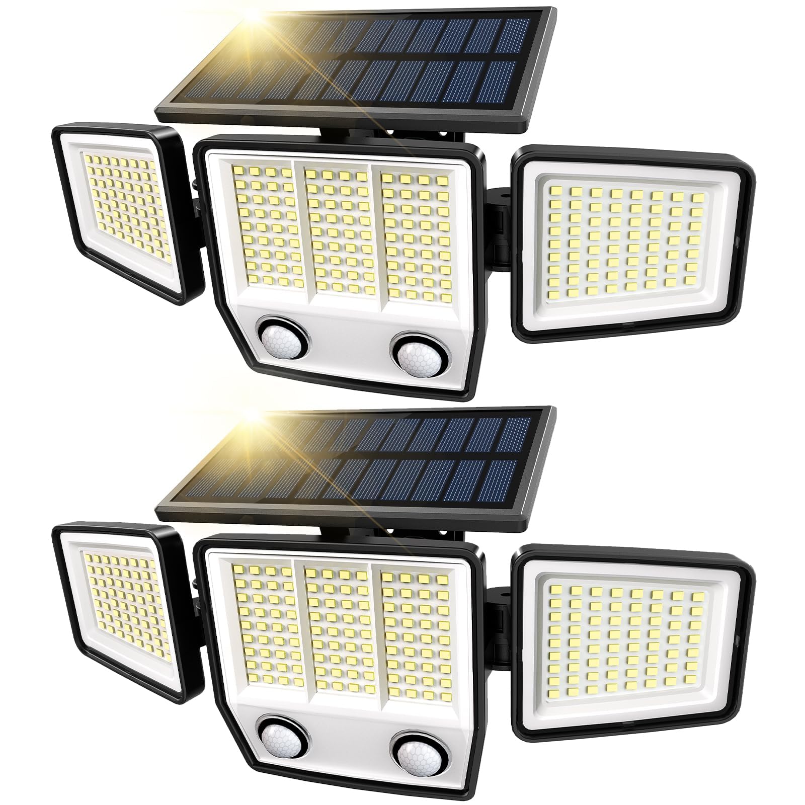Solar Motion Sensor Outdoor Lights Waterproof - 3000LM Solar Security Lights Outdoor 270° Illumination IP65 LED Solar Flood Wall Light for Garden (Classic, 2)