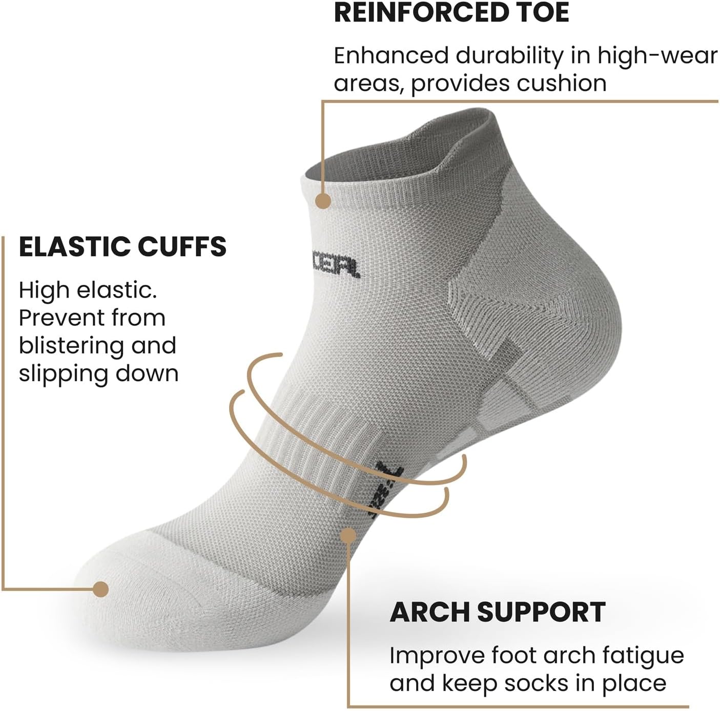 WANDER Mens Ankle Socks Athletic Compression Breathable Low Cut Running Socks With Arch Support 7 Pairs - Image 4