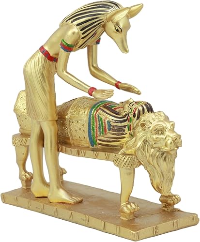 Miniatura 5 de Ebros Deidad egipcia antigua Anubis dorado embalsamamiento faraón Estatua de momia clásica Egipcia Dios de los muertos Guía de la escultura de la