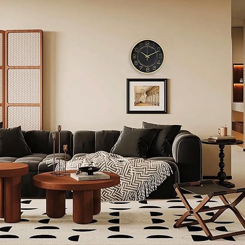 Miniatura 6 de HZDHCLH Reloj de pared de 12 pulgadas, funciona con pilas, movimiento de cuarzo, silencioso y moderno, sin tictac, para sala de estar, dormitorio,