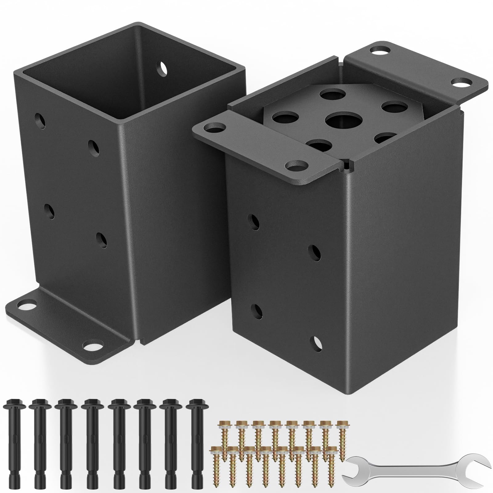 Photo 1 of 2 PCS Metal 4×4 Post Base, Inner Size 3.5"x3.5" Heavy Duty Post Bracket with Anti-Corrosive Partition, Powder-Coated Post Anchor for Pavilion Deck Railing Support Deck Base Plate
